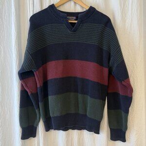 Roundtree and Yorke Knit Sweater Men’s XL Striped Vintage 90s Y2K Cotton Sweater